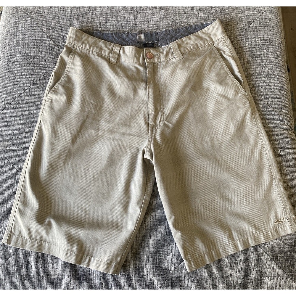 O'NEILL Mens Chino‎ Tan Plaid Shorts Pockets Casual Men's Size 31
